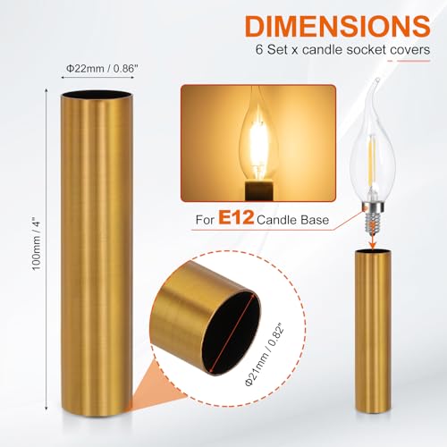 PATIKIL 4 Tall Candle Covers Sleeves 6Pcs Gold Bronze