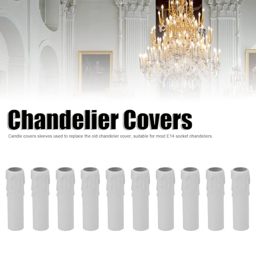 4 Inch Tall Candle Socket Covers 10 PCS White E14 Chandelier Sleeves