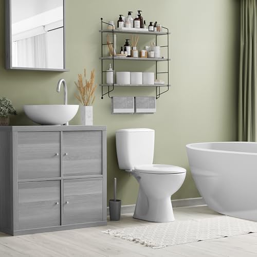 Sorbus 3 Tier Floating Bathroom Shelving Unit Gray