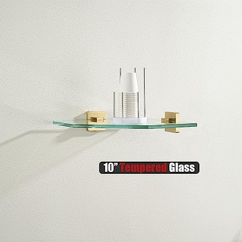 JQK Corner Glass Shelf Brushed Gold 2 Pack 1