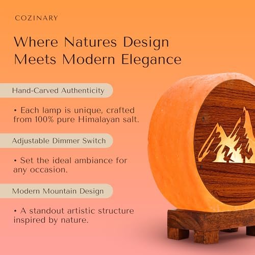 Pink Himalayan Salt Lamp with Dimmer - Handcrafted Mountain Design