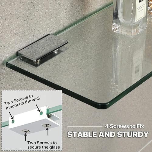 SAYAYO 24 Inch Tempered Glass Shelf for Bathroom Clear