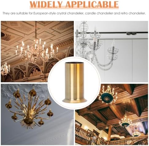 6pcs Candle Chandelier Sleeves Golden Iron Light Tube Covers