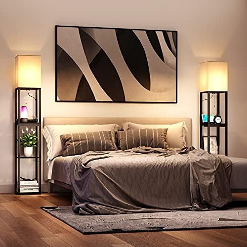 SUNMORY Floor Lamp with Shelves and USB Ports