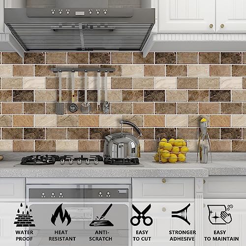 URCOLOR 10-Sheet Peel and Stick Marble Wall Tile