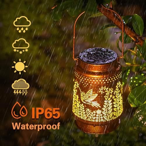EZTZEN Hummingbird Solar Lantern Outdoor Hanging Light
