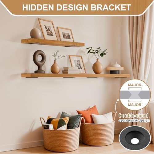SKYSEN 6 Pack 10 Inch Floating Shelf Bracket Heavy Duty Hidden Design