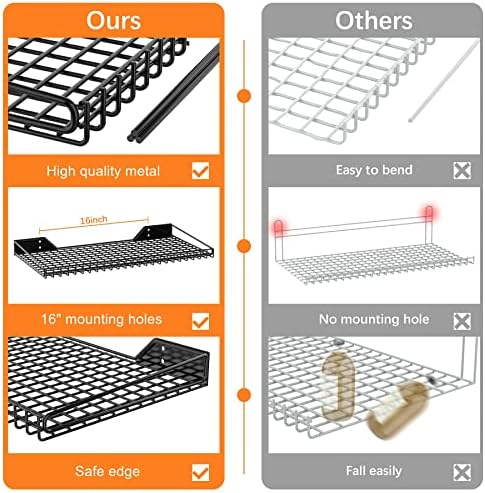WALMANN 2 Pack Heavy Duty Wall Shelving 235 x 12 Storage Shelves for Garage Closet Laundry Room Black