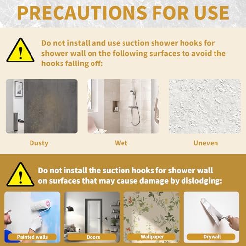 Gold Suction Cup Hooks for Shower Wall 2 Pack 11lbs