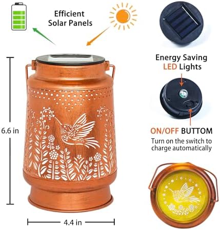 EZTZEN Hummingbird Solar Lantern Outdoor Hanging Light
