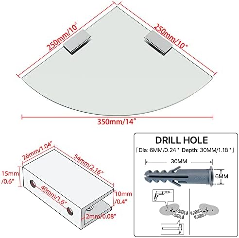 SAYAYO Tempered Glass Corner Shelf for Wall Clear