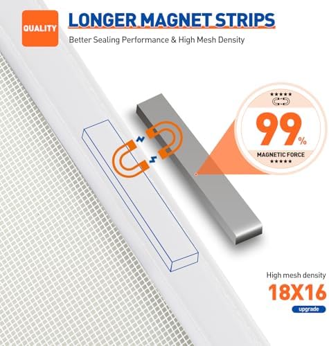 MAGZO Magnetic Screen Door 36 x 96 Inch Fit