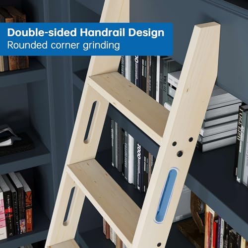 8FT Wooden Step Ladder with Built-in Handrail