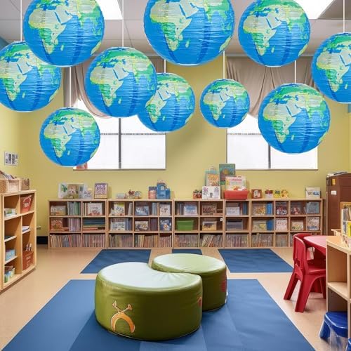 INFITE World Map Paper Lanterns Hanging Decor