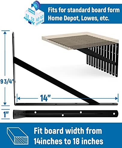 LEOPO 14 Inch Heavy Duty Shelf Brackets 8 Pack