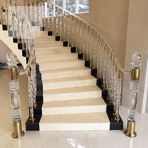 Clear Acrylic Newel Post with Gold Cap Finial 120cm