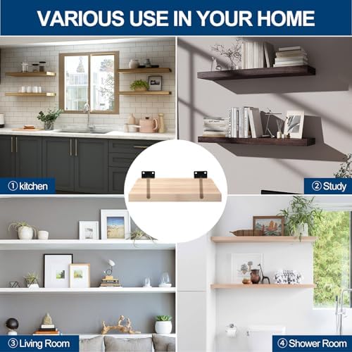 12 Pcs 6 Inch Black Steel Floating Shelf Bracket Supports