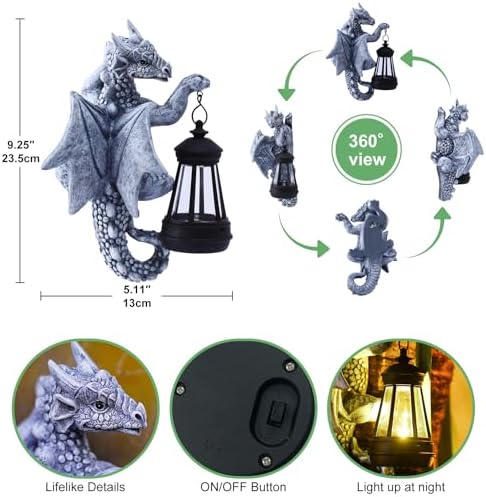 Solar Garden Decor Dragon Tree Hugger - 93 Inch Figurine Light