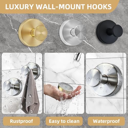 Suction Cup Hooks for Shower - No Drilling Matte Black 2 Pack