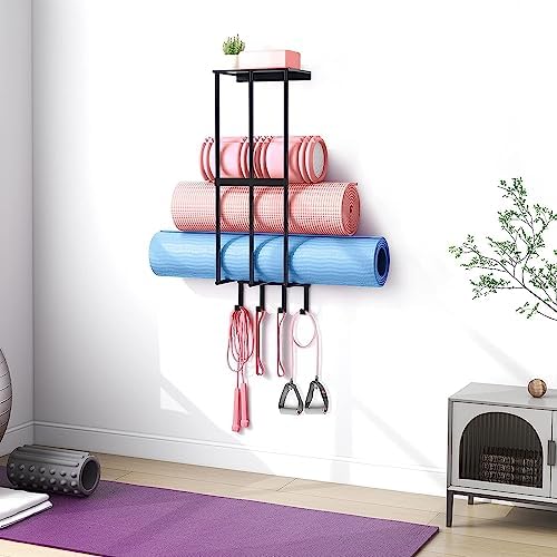 Camping Chair Wall Storage Rack - 4 Hooks Black