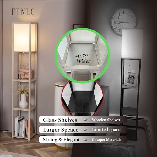 FENLO Floor Lamp with Shelves Modern Minimalist Design
