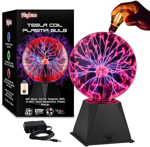 Red Plasma Ball 7 Inch Plug In Tesla Coil Bulb