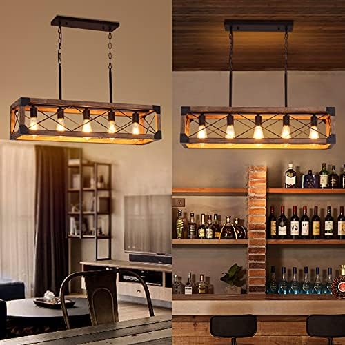 Airposta Farmhouse Linear Chandelier 5 Lights