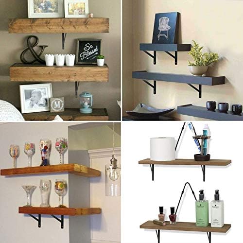 10 Pack Heavy Duty Black Shelf Brackets with 90 Degree Triangle Design