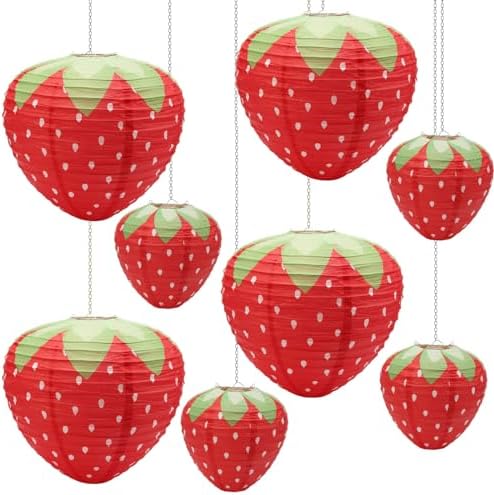 Windspeed Strawberry Paper Lanterns 8Pcs Set