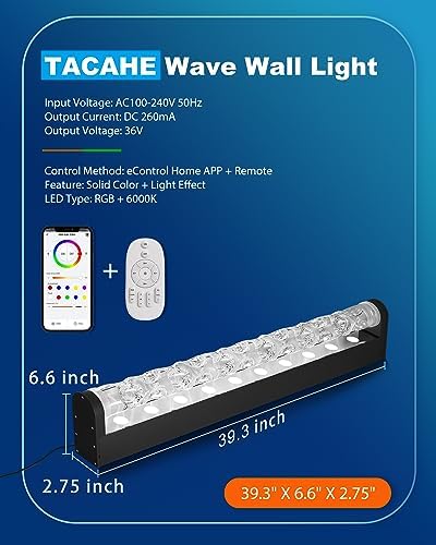 TACAHE RGBW Dynamic Wave Wall Light - 393 12W 1 Pack