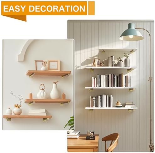 6 Pcs Gold Shelf Bracket Heavy Duty Industrial Wall Mounting