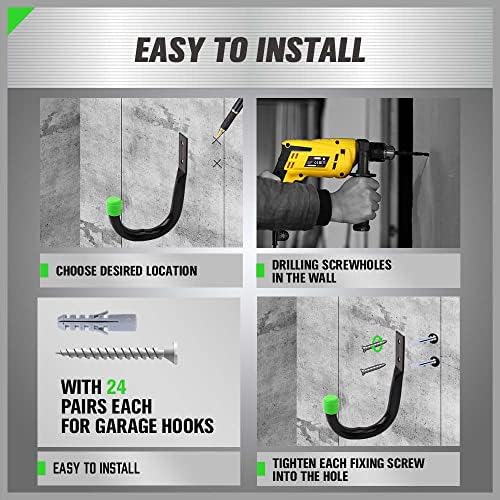 SWANLAKE Heavy Duty Garage Storage Hooks 12PCS Black