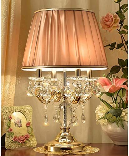 Telescope LED Desk Lamp with Crystal Base and Pleated Fabric Shade