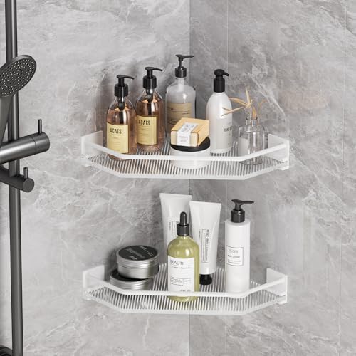 2 Tier Acrylic Corner Shelf Organizer - White