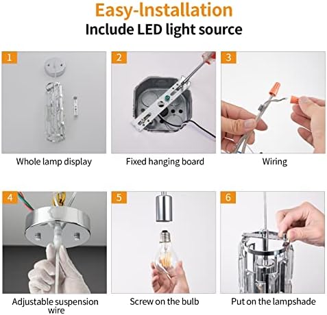 LMQNINE Chrome Pendant Light 3-Pack Set