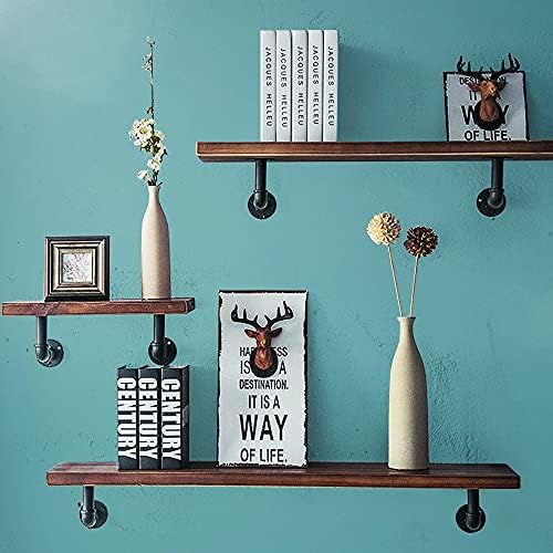 Janyang Industrial Pipe Shelf Brackets 6 Pack Black 8-14 Inch