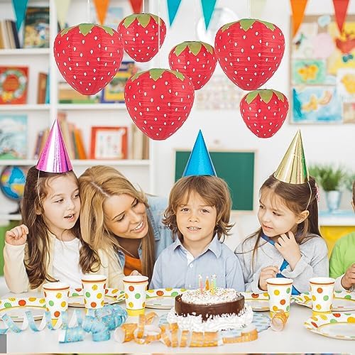 Cute Strawberry Paper Lanterns Set of 6PCS
