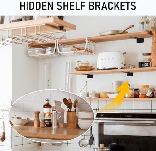 Floating Shelf Bracket 8 Inch Heavy Duty 4 Pack Matte Black