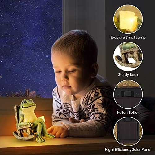 Solar-Powered Miniature Frog Garden Decor Statue