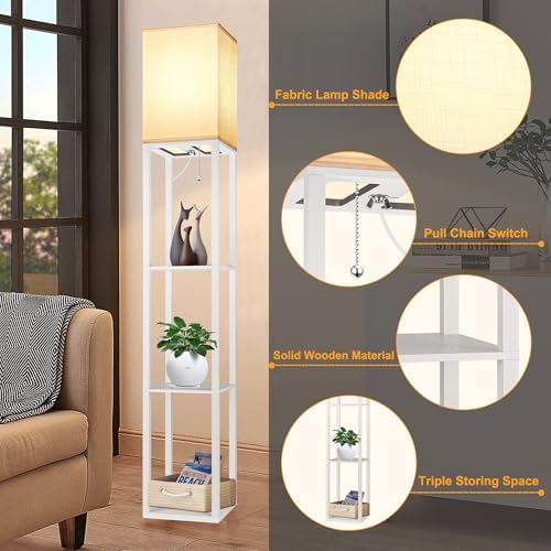 Floor Lamp with Shelves for Living Room and Office