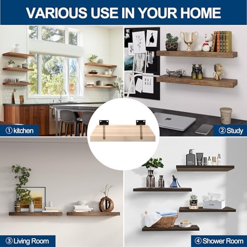 12 Pcs 8 Black Steel Floating Shelf Brackets