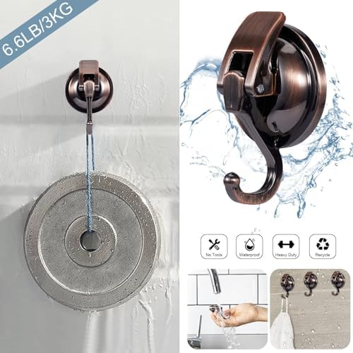 Red Bronze Suction Cup Hooks 2 Pack for Glass and Tile
