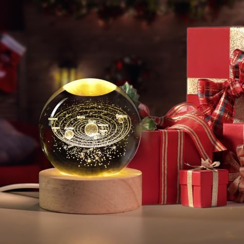 Solar System 3D Crystal Ball with LED Stand