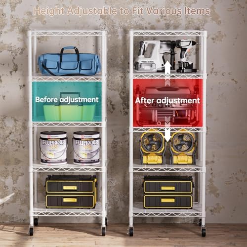 SINGAYE 5 Piece Adjustable Metal Wire Shelves Organizer