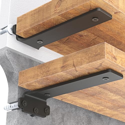Goovilla 12 Inch Floating Shelf Brackets 6 Pack Heavy Duty Black Metal