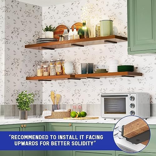 Goovilla Heavy Duty Floating Shelf Brackets 6 Pack Black Metal 6 Inch Long