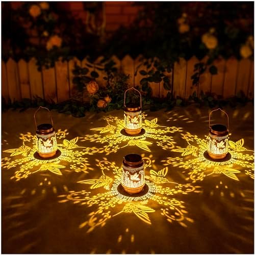 EZTZEN Hummingbird Solar Lantern Outdoor Hanging Light