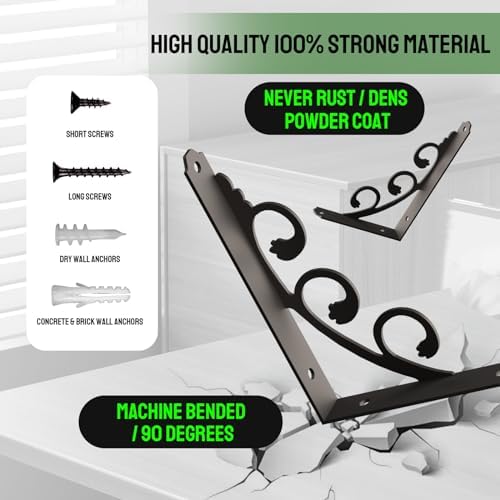 IARTOPS L Shelf Brackets 6 Pack Black Heavy Duty