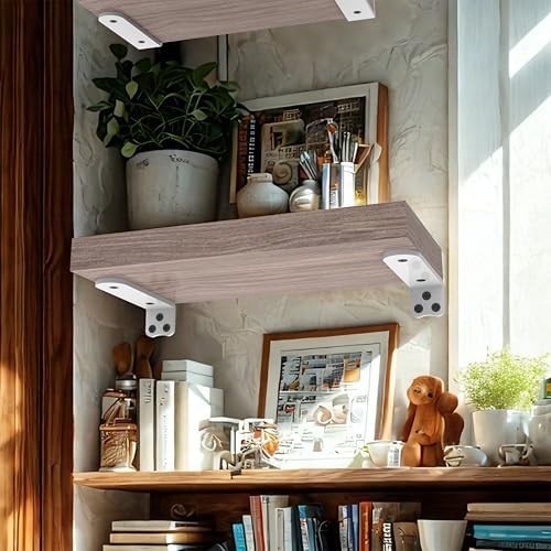 Neevolve Floating Shelf Bracket 8 Inch 6 Pack White Heavy Duty L Brackets