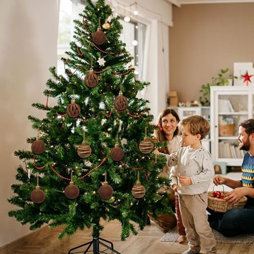 12 Pcs Brown Velvet Christmas Tree Ornaments